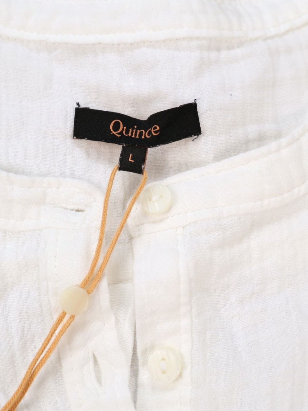 Quince White Organic Cotton Gauze Top Size Large NWT Minimalist Blouse - Picture 6 of 7